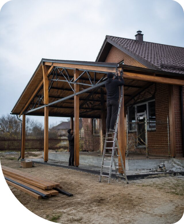 Пристройка навеса к дому и участку в Красноярске под ключ