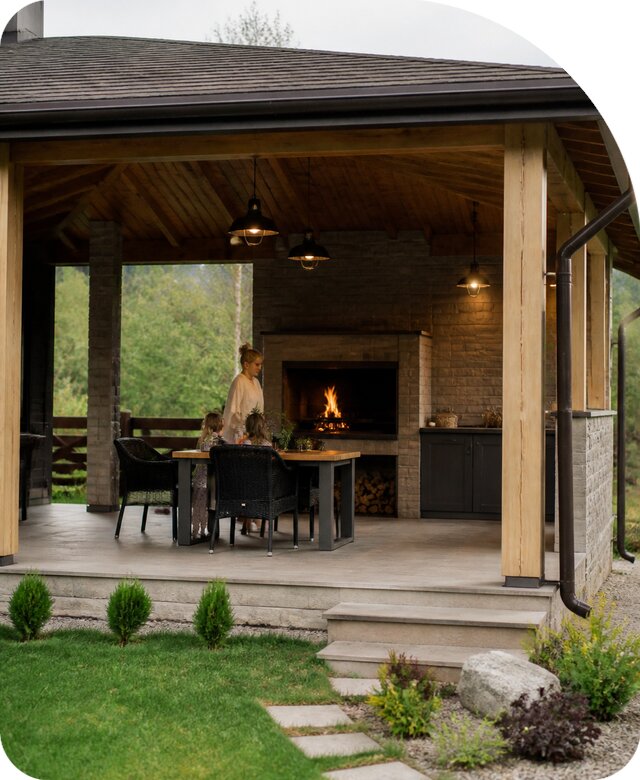 Веранда с барбекю под ключ в Красноярске по цене от 355600 РадиДОМА-Крс